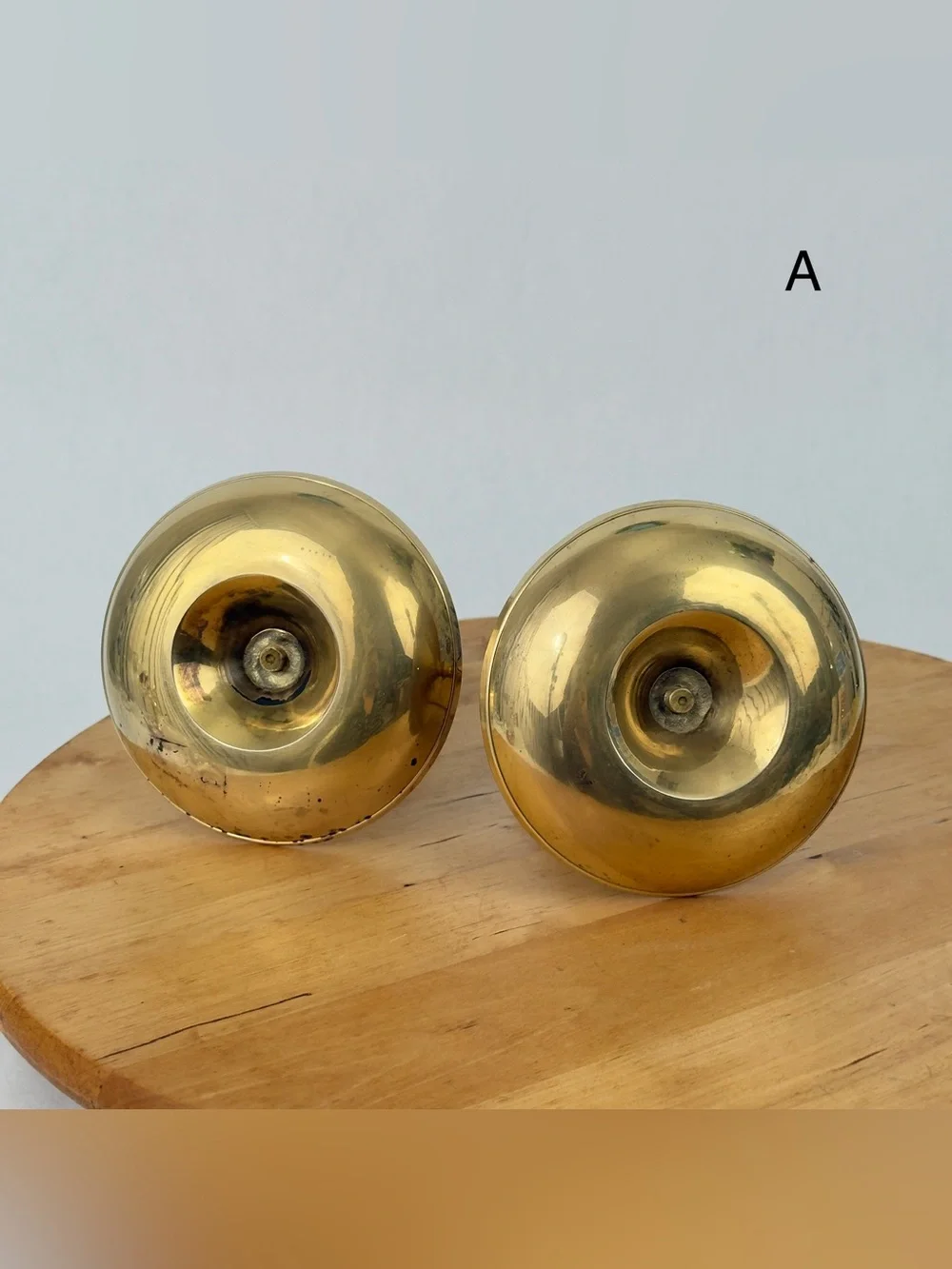Mid 20th Century Pair of Brass Chamberstick Candle Holders w Handle & Drip Tray